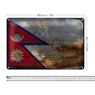 Blechschild Flagge Nepal 30x20cm Flag of Nepal Rost