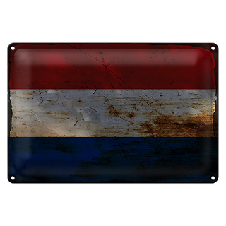 Blechschild Flagge Niederlande 30x20cm Netherlands Rost