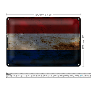 Blechschild Flagge Niederlande 30x20cm Netherlands Rost