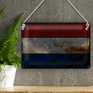 Blechschild Flagge Niederlande 30x20cm Netherlands Rost