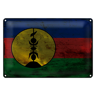 Blechschild Flagge Neukaledonien 30x20cm Flag Rost