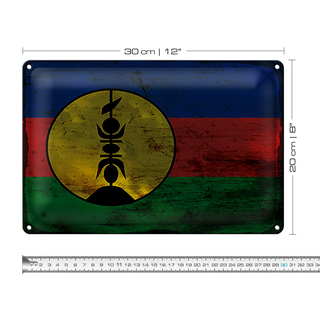 Blechschild Flagge Neukaledonien 30x20cm Flag Rost