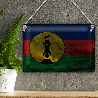 Blechschild Flagge Neukaledonien 30x20cm Flag Rost