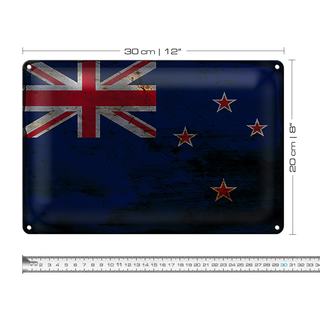 Blechschild Flagge Neuseeland 30x20cm New Zealand Rost