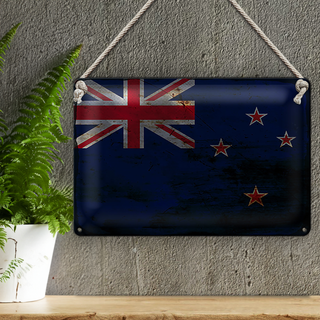 Blechschild Flagge Neuseeland 30x20cm New Zealand Rost