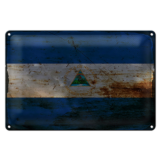 Blechschild Flagge Nicaragua 30x20cm Flag Nicaragua Rost