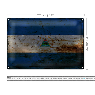 Blechschild Flagge Nicaragua 30x20cm Flag Nicaragua Rost