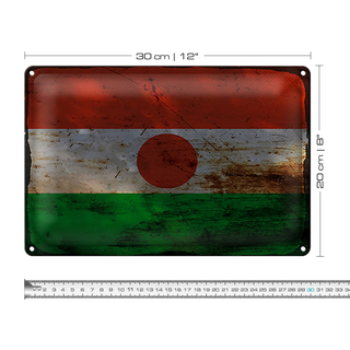 Blechschild Flagge Niger 30x20cm Flag of Niger Rost