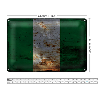 Blechschild Flagge Nigeria 30x20cm Flag of Nigeria Rost