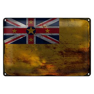 Blechschild Flagge Niue 30x20cm Flag of Niue Rost
