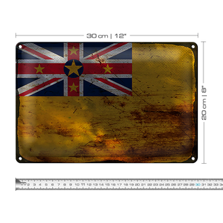 Blechschild Flagge Niue 30x20cm Flag of Niue Rost