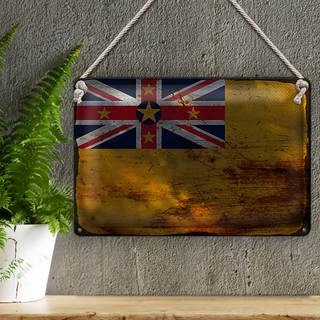 Blechschild Flagge Niue 30x20cm Flag of Niue Rost