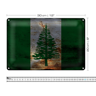 Blechschild Flagge Norfolkinsel 30x20cm Flag Rost