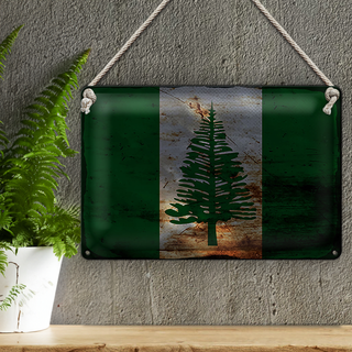 Blechschild Flagge Norfolkinsel 30x20cm Flag Rost