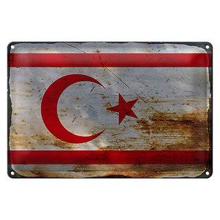 Blechschild Flagge Nordzypern 30x20cm Flag Rost