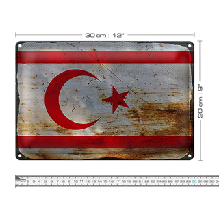Blechschild Flagge Nordzypern 30x20cm Flag Rost