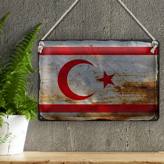 Blechschild Flagge Nordzypern 30x20cm Flag Rost