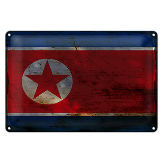 Blechschild Flagge Nordkorea 30x20cm North Korea Rost