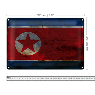 Blechschild Flagge Nordkorea 30x20cm North Korea Rost