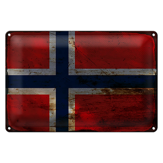 Blechschild Flagge Norwegen 30x20cm Flag Norway Rost