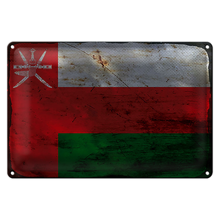 Blechschild Flagge Oman 30x20cm Flag of Oman Rost