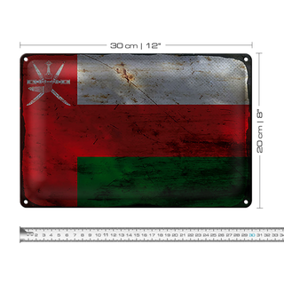 Blechschild Flagge Oman 30x20cm Flag of Oman Rost