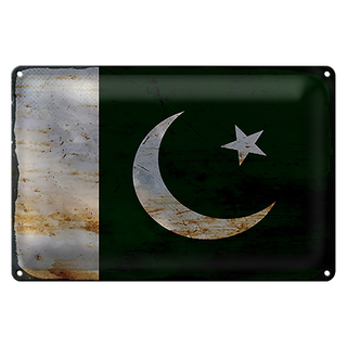 Blechschild Flagge Pakistan 30x20cm Flag of Pakistan Rost