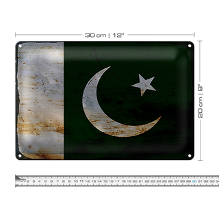 Blechschild Flagge Pakistan 30x20cm Flag of Pakistan Rost