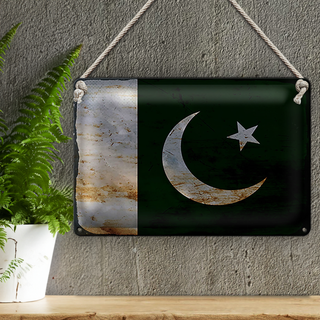 Blechschild Flagge Pakistan 30x20cm Flag of Pakistan Rost