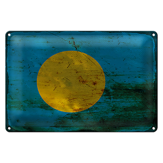 Blechschild Flagge Palau 30x20cm Flag of Palau Rost