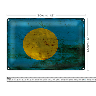 Blechschild Flagge Palau 30x20cm Flag of Palau Rost