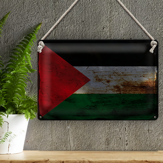 Blechschild Flagge Palästina 30x20cm Flag Palestine Rost