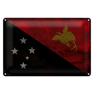 Blechschild Flagge Papua-Neuguinea 30x20cm New Guinea Rost