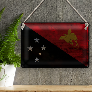 Blechschild Flagge Papua-Neuguinea 30x20cm New Guinea Rost