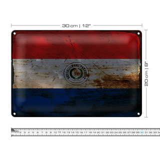 Blechschild Flagge Paraguay 30x20cm Flag of Paraguay Rost