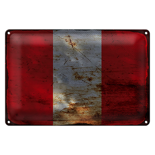 Blechschild Flagge Peru 30x20cm Flag of Peru Rost