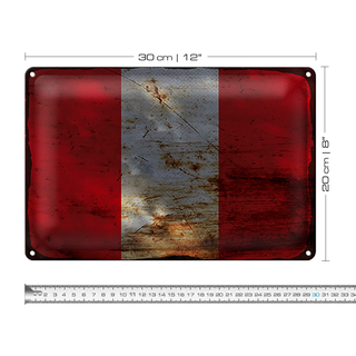 Blechschild Flagge Peru 30x20cm Flag of Peru Rost