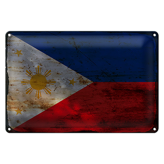 Blechschild Flagge Philippinen 30x20cm Philippines Rost