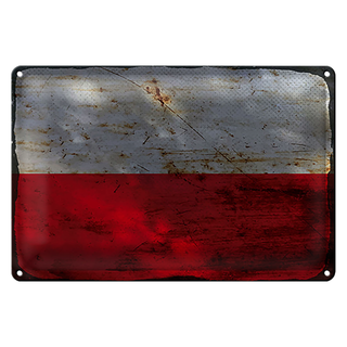 Blechschild Flagge Polen 30x20cm Flag of Poland Rost