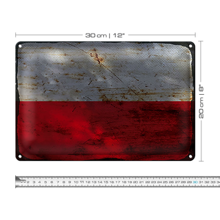 Blechschild Flagge Polen 30x20cm Flag of Poland Rost