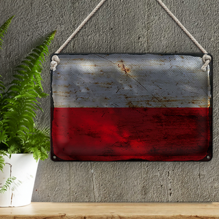 Blechschild Flagge Polen 30x20cm Flag of Poland Rost