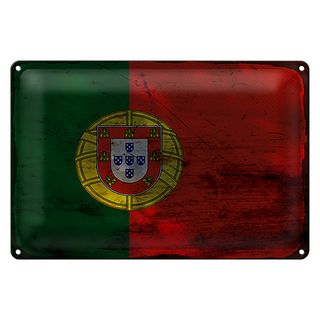 Blechschild Flagge Portugal 30x20cm Flag of Portugal Rost