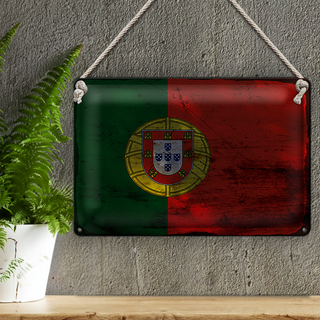 Blechschild Flagge Portugal 30x20cm Flag of Portugal Rost