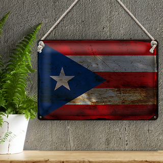 Blechschild Flagge Puerto Rico 30x20cm Puerto Rico Rost