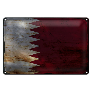 Blechschild Flagge Katar 30x20cm Flag of Qatar Rost