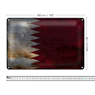 Blechschild Flagge Katar 30x20cm Flag of Qatar Rost