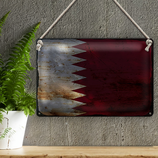 Blechschild Flagge Katar 30x20cm Flag of Qatar Rost