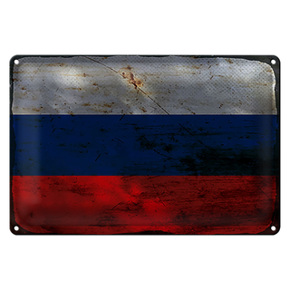 Blechschild Flagge Russland 30x20cm Flag of Russia Rost