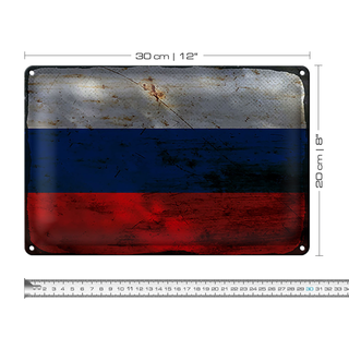 Blechschild Flagge Russland 30x20cm Flag of Russia Rost