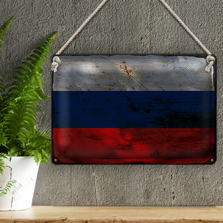 Blechschild Flagge Russland 30x20cm Flag of Russia Rost